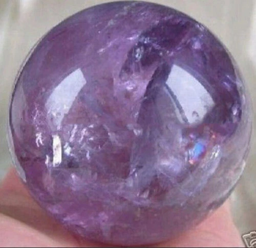 RARE 100% Natural AMETHYST QUARTZ CRYSTAL SPHERE BALL 75MM + STAND - Picture 4 of 5