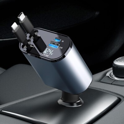 120W Auto Ladegerät Zigarettenanzünder USB-C 4in1 Adapter Netzteil KFZ iPhone