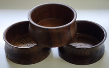 Heirloom Wood Bowls Oak, Walnut, Black Oak ca 5 3.8" x 2 3/8" Set of 3
