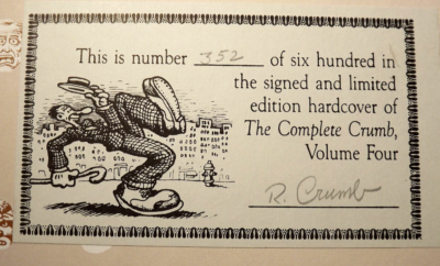 ［4冊］The Complete Crumb Comics 4 6 9 14 The Complete Crumb Comics VOLUME 4 (1989) Hardcover Signed First