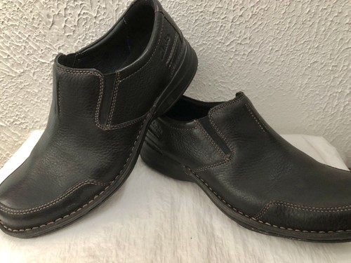 NUOVO mocassino uomo Clarks pelle onda incrociato nero slip on comodo taglia 8 #82636 - Foto 10 di 12
