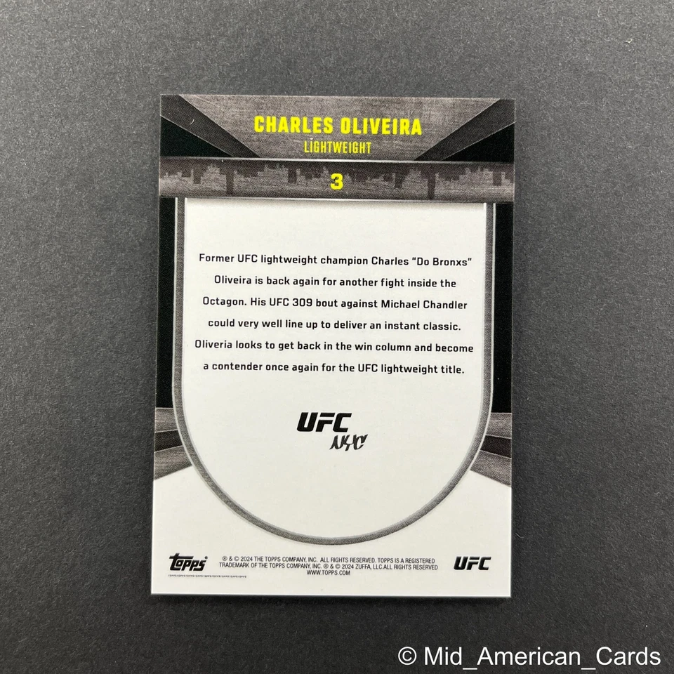 2024 Topps UFC NYC Charles Oliveira Base #3 - Image 2 of 4