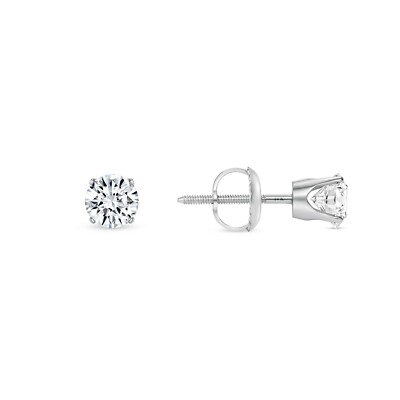 1/4 kt runde im Labor hergestellte gewachsene Diamant-Ohrringe 14 K Weißgold D/VVS Krone Schraube