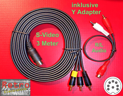 High Quality Cable S-Video Y/C Luma/Chroma Commodore 1084 S C64 Monitor RCA 3M