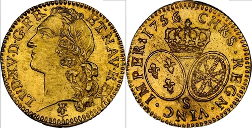 FRANCE Louis XV - Louis d'or 1756/2S Reims - NGC MS64 - TOP POP NGC MS 64