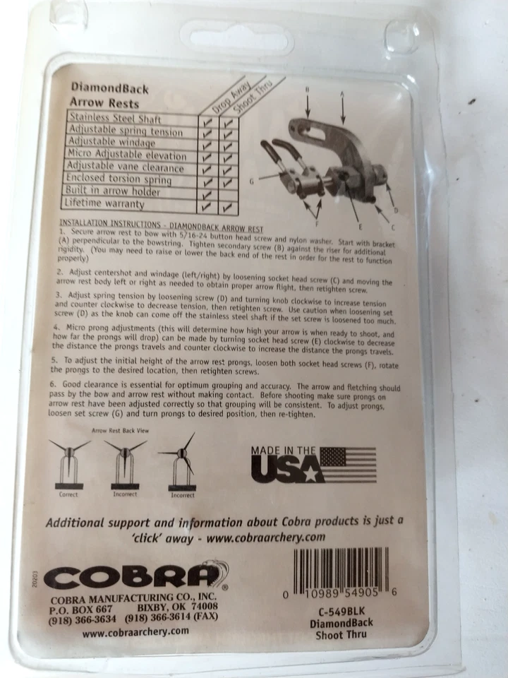 Cobra Double Diamond w/ Metal Launcher, Blk, C-549BLK LH - Image 2 of 2