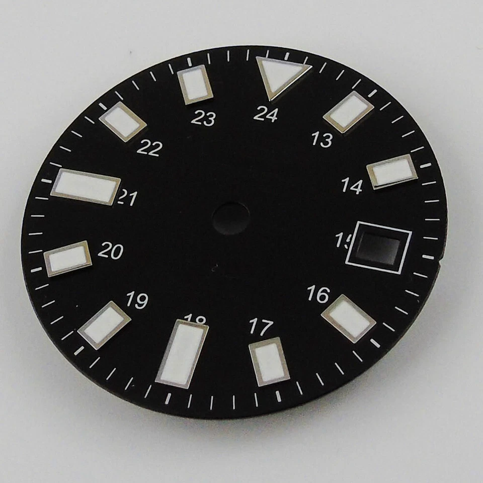 Reloj 28,5 mm negro blanco esfera piezas fecha ventana apto para Miyota 8215 Mingzhu 2813 Foto 4 de 4