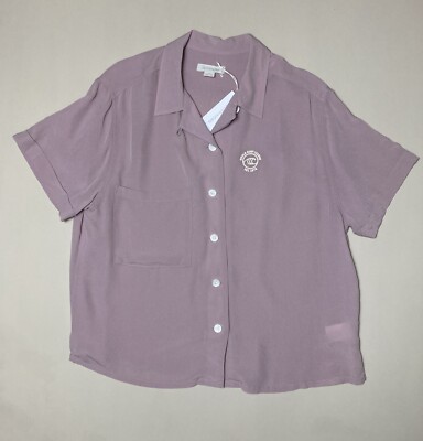 Outerknown Lavender Cupro Camp Shirt Lavender Sz L NWT Surf Cali Womens X10