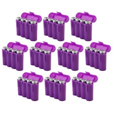 Ten 10 EBC Battery AA AAA Purple Plastic Battery Storage Case Holder Box
