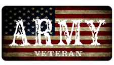 ARMY VETERAN US FLAG USA MADE METAL LICENSE PLATE