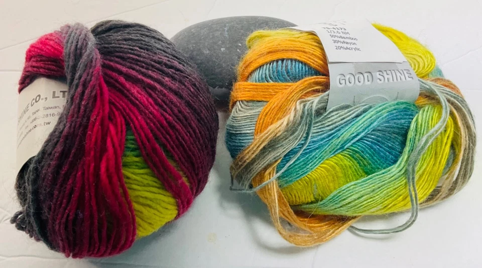 Lote de 2 hilados Good Shine abigarrados de una sola capa gruesos y delgados nuevos Foto 3 de 4