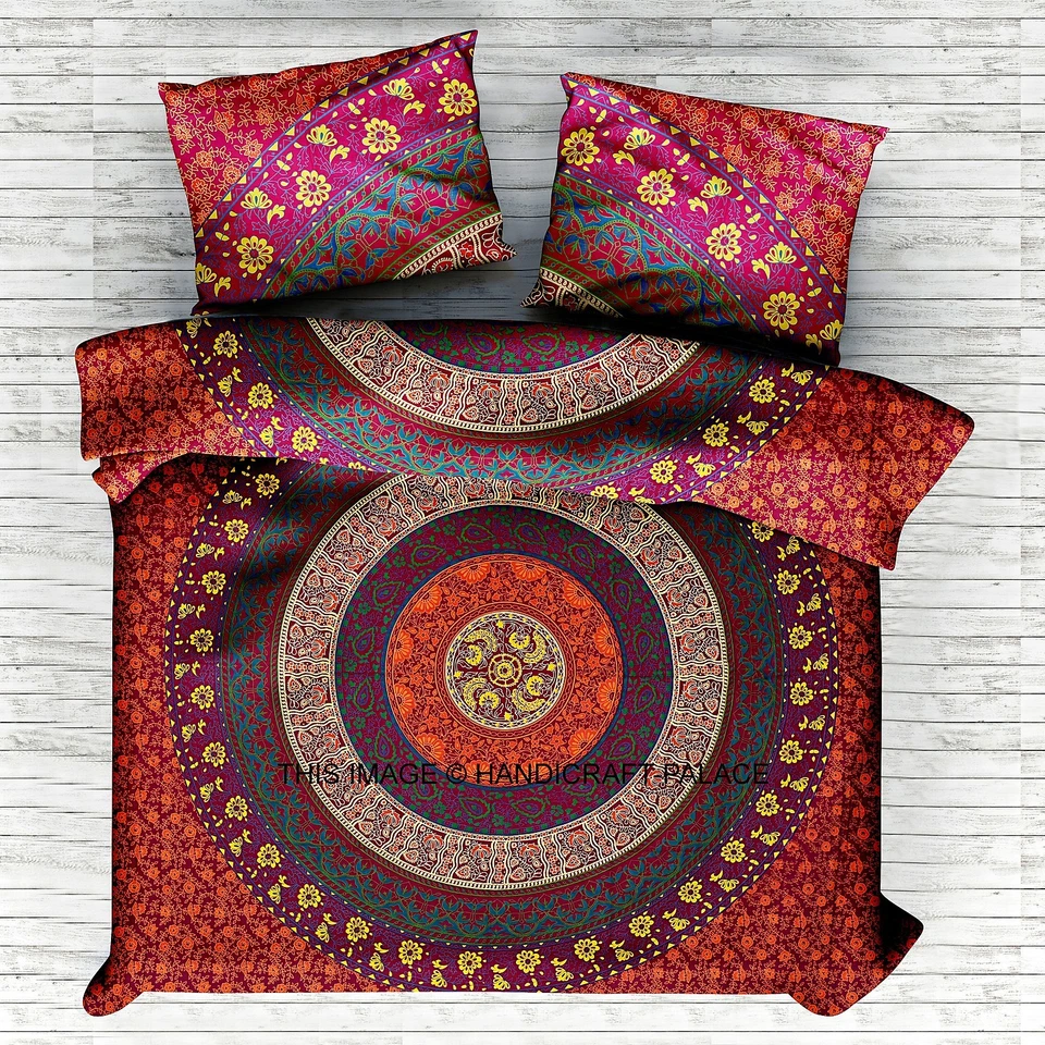 Mandala Full Room Set With Tapestry,Duvet Cover,Floor Pillows,Ottoman, - Image 4 of 4
