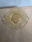 Vintage Yellow Glass Lancaster Elegant Depression Glass Handled Serving Plate