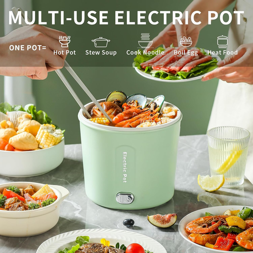 Hot Pot Electric, 1L Mini Ramen Cooker, 450W Rapid Noodles Cooker, Multifunction - Picture 4 of 12