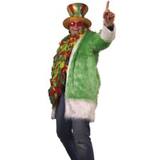 GRÜNER PLÜSCH MANTEL St.Patrick´s Day Weihnachten Karneval Elfen Hippie Kostüm