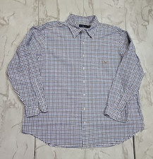 Polo Ralph Lauren Gingham Blue Purple Button-Up Oxford Dress Shirt Men's 2XB