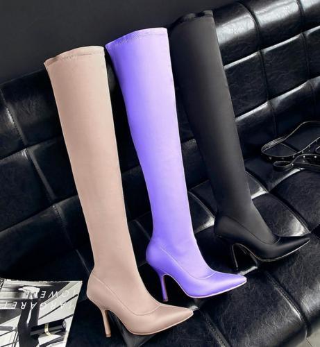 Womens Slim Over Knee Boots Boots Boots Thigh Pointed Toe High Heels Stretchy Suede Lady New 1311f3 Womens Slim Over Knee Boots Boots Boots Thigh Pointed Toe High Heels Stretchy Suede Lady New 1311f3