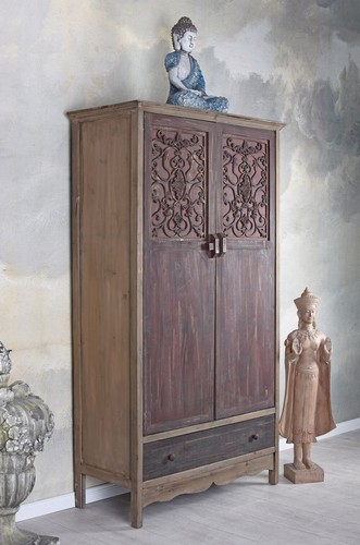 Wäscheschrank Schrank Antik Holzschrank China Kleiderschrank Garderobenschrank - Bild 3 von 6