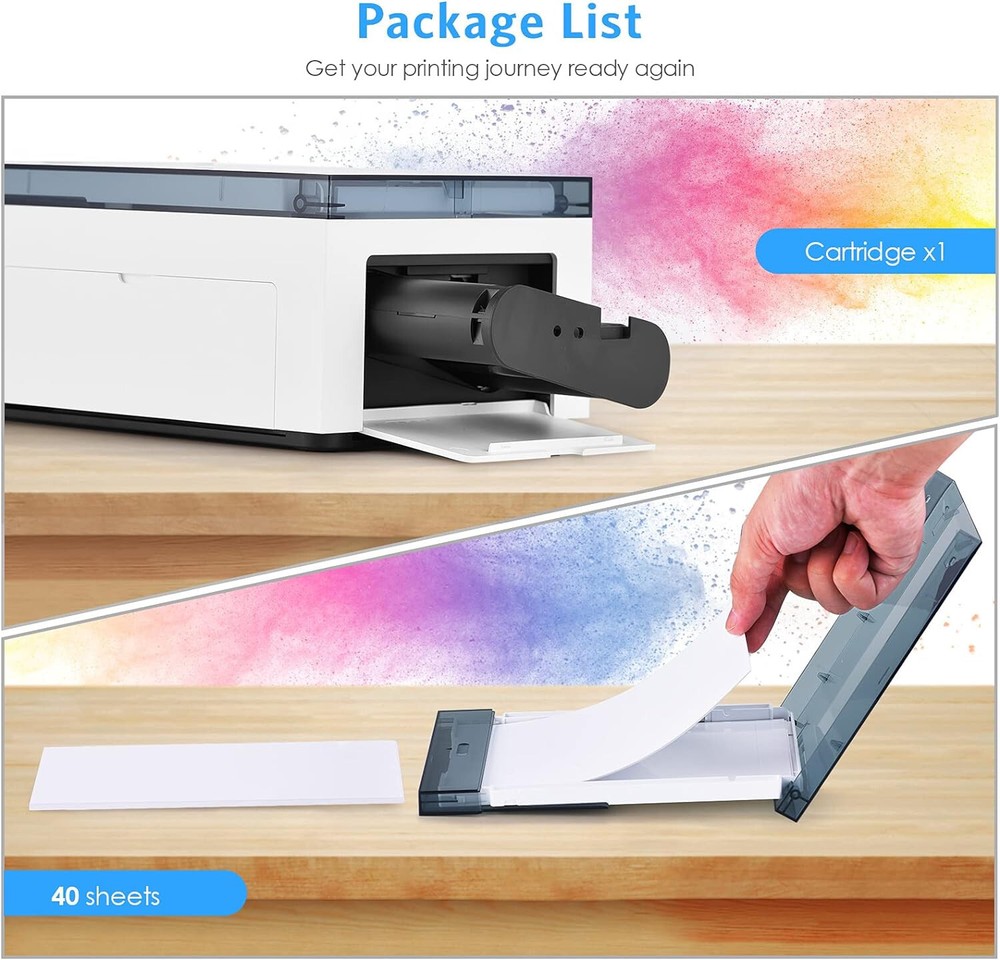 Liene 4x6 Photo Printer with 40 Sheets Paper and Cartridge Refill for DHP