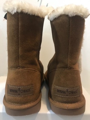 Minnetonka Chestnut Suede Boot With Faux Shearling Lining Size 6 Sz 6 - Picture 3 of 11