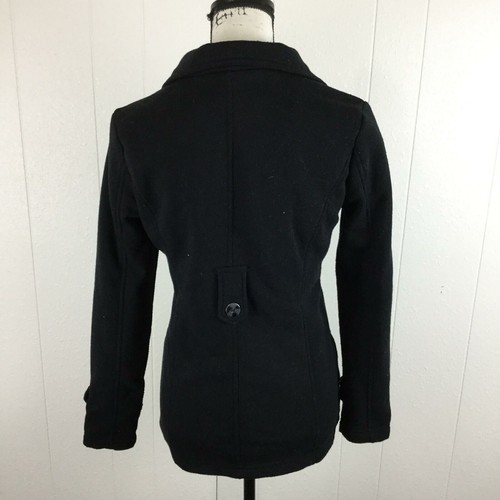 JOUJOU Button Front Long Sleeve Black Pea Coat with Lining Girl's Size XL - Picture 3 of 12