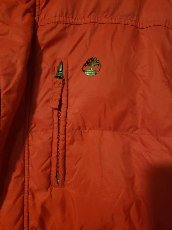 Men's Medium Timberland Red Duck Down Puffer Coat - Image 2 of 4