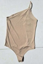NWT! EXPRESS Size Small Women's Tan/Nude/Beige Bodysuit Top One Sleeve/Strap