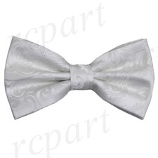 New Brand Q men's pre-tied bow tie paisley microfiber formal wedding party cream