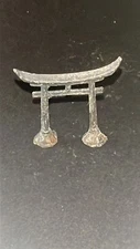 Pewter Figurine Shinto Shrine Vintage Asian Antique Miniature For Dollhouse