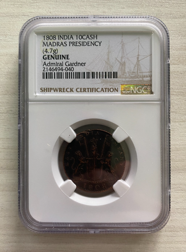 1808 Gardner Shipwreck East India Co.10 CASH Coin NGC Certified Case & History - Picture 3 of 6