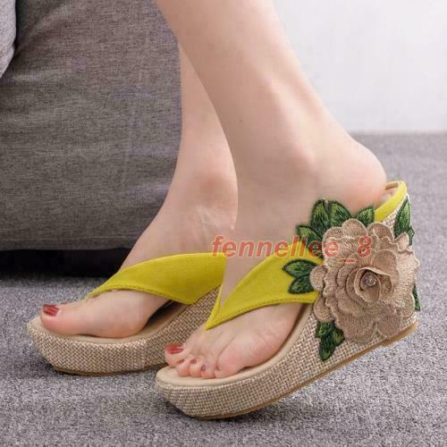 PANTOFOLA D’ORO Ciabatte donna zeppa plateau spiaggia fiori tacco alto sandali scarpe infradito