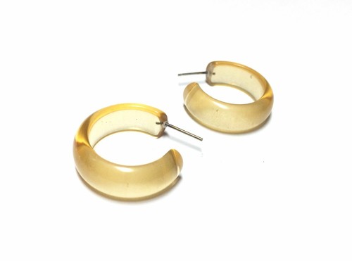 Champagne Pale Yellow Vintage Lucite Small Simple Hoop Earrings - 第 1/5 張圖片