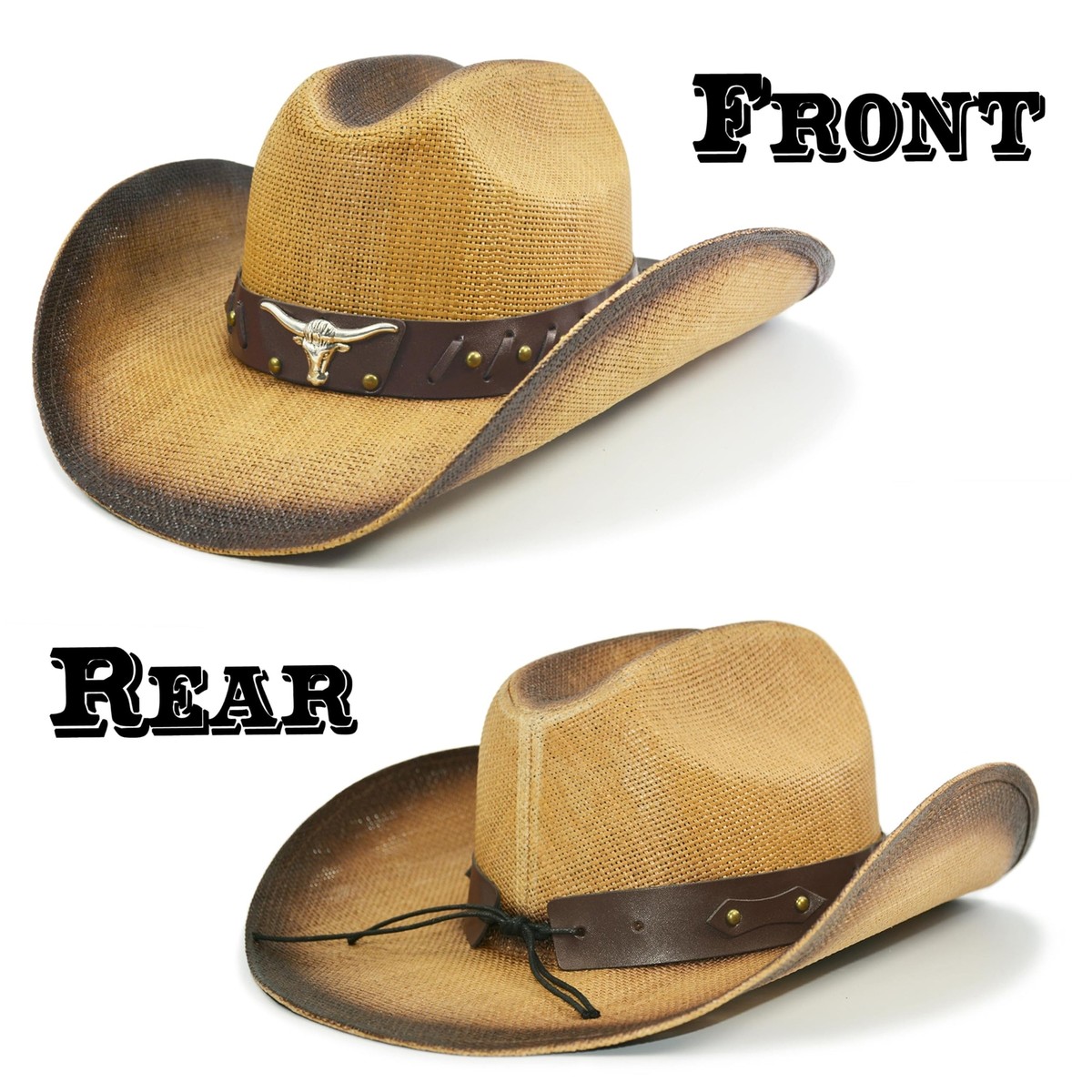 FLUFFY SENSE. Cowboy Hat for Women and Men - Straw Cattleman 