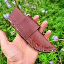 Handmade Horizontal carry Genuine brown Sheath Fixed blade Holster EDC 351X