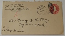 Salida Colorado to Ogden Utah June 11 1913 postal cover