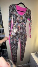 Shiny metallic graffiti design handmade custom costume jumpsuit-Small