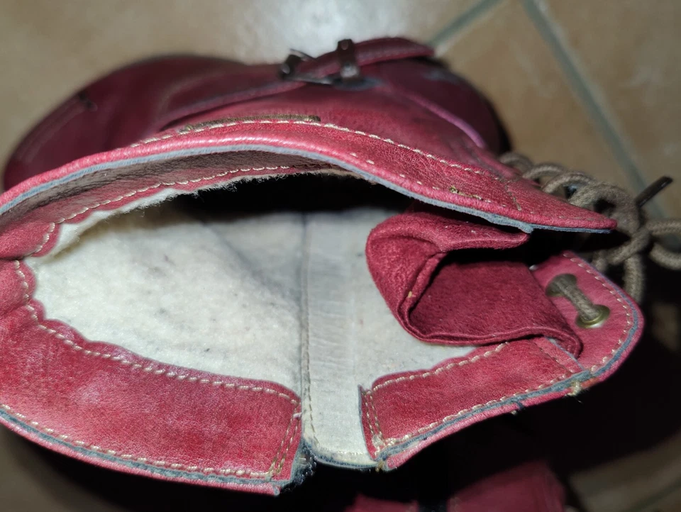 Bottines MUSTANG Cuir Rouge Brique Fourrées Pointure 39 Très Bon État - Photo 3/4