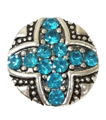 3D BLUE RHINESTONES 18mm/20mm GINGER SNAP BUTTON POPPER INTERCHANGE JEWELRY