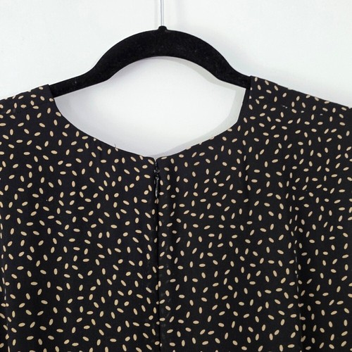 Vestido midi Talbots vintage de seda pura negro y crema a lunares talla 16 - Imagen 8 de 12