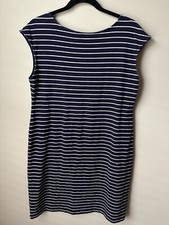 Ralph Lauren Womens Blue Stripe Sleeveless Cotton Blend Dress Casual Pullover