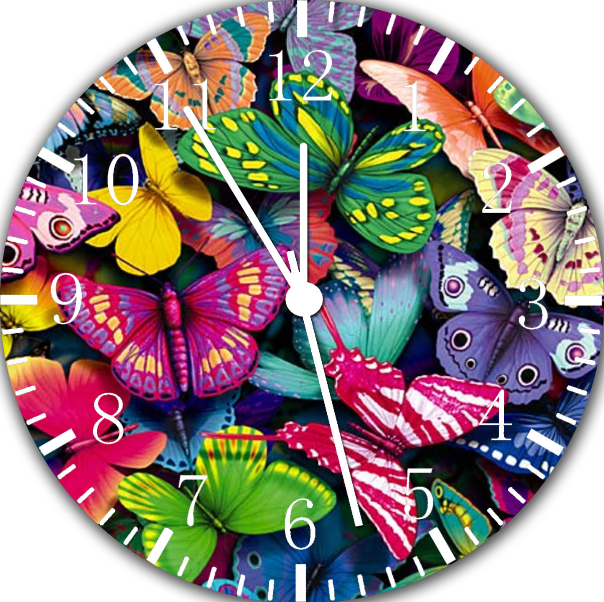 Colorful Butterfly Frameless Borderless Wall Clock For Gifts or Home Decor E160