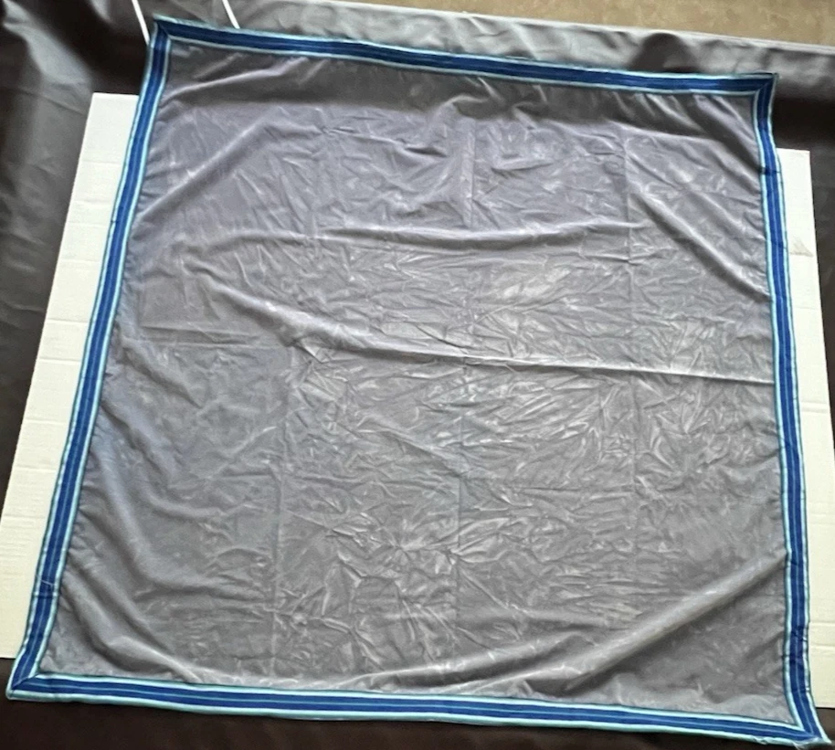 45" Square Gray Blue Card Bridge Table Cover with Ties by Leacock Viny/Suede - Image 2 of 4