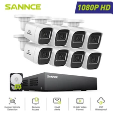 SANNCE 8CH 5IN1 DVR 1080P CCTV Security Camera System Outdoor Night Vision AI 