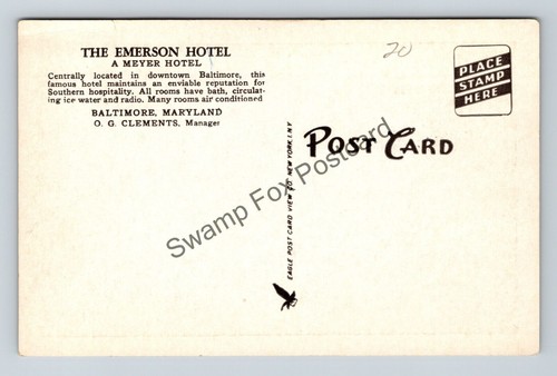 Postcard Emerson Hotel A Meyer Hotel Baltimore Maryland - Picture 2 of 2