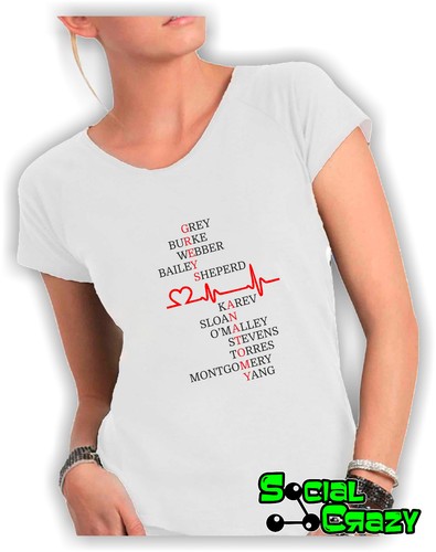 T shirt DONNA fiammato Scollo ampio - GREY'S ANATOMY MODELLO 2 serie tv |  eBay