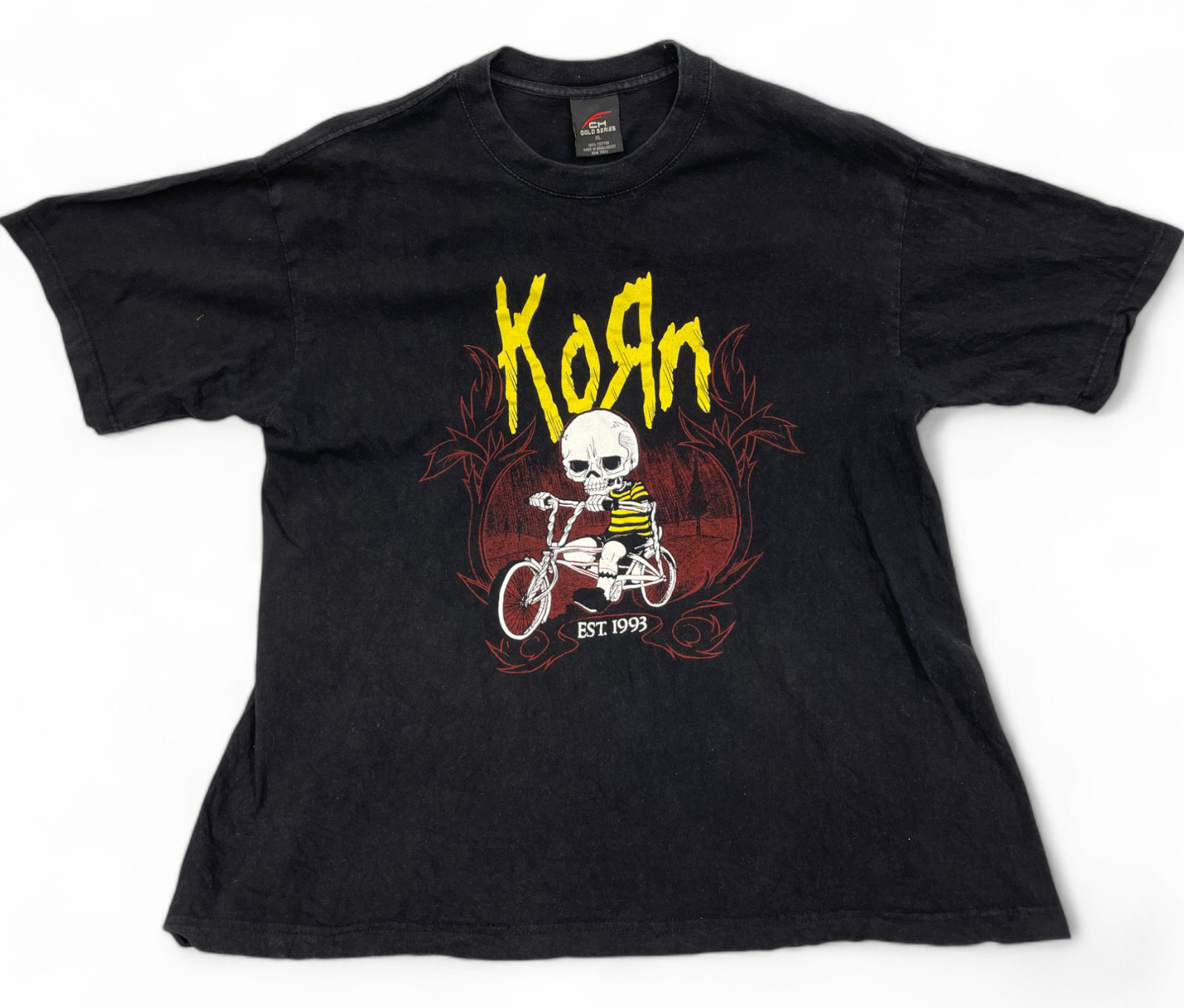 Korn Est. 1993 Skeleton Bike Original Band Vintage Concert Tour T-Shirt Size XL