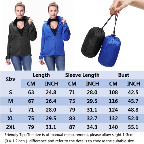 Women's Waterproof Jacket Coat Hiking Hooded Sun Protection Raincoat Trench Coat - Picture 2 of 14