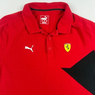 Puma x Ferrari Polo Shirt Mens Medium Red Black Colorblock Scuderia Racing F1
