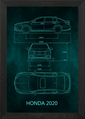 #ad Honda 2020 Blueprint Framed Wall Art Poster Canvas Print Picture GBP 34.95