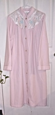 Vintage Cachet Pink Velour Robe Embroidered Yoke 2XL XL